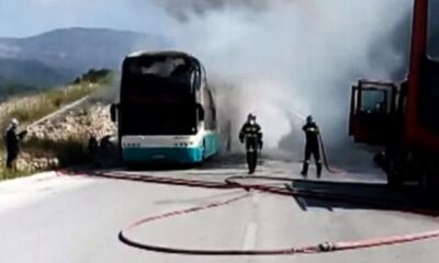 ΚΟΖΑΝΗ: Φωτιά ξέσπασε σε λεωφορείο που μετέφερε Αλβανούς στην Αθήνα