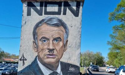 Τοιχογραφία απεικονίζει τον Μακρόν σαν τον Χίτλερ